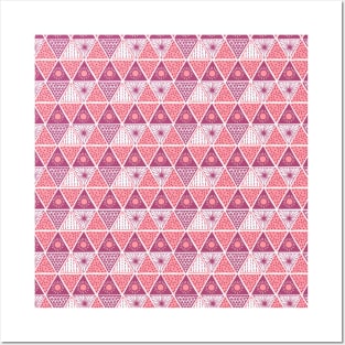 Boho Style Triangle Tribal Pink And Coral Posters and Art